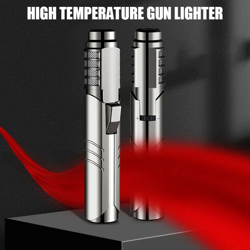 High-temperature Gun Single Blue Flame Lighter 1800 ℃ Alloy Material Cyclic Inflatable Lighter Flame Lock Design Ignition Gadget