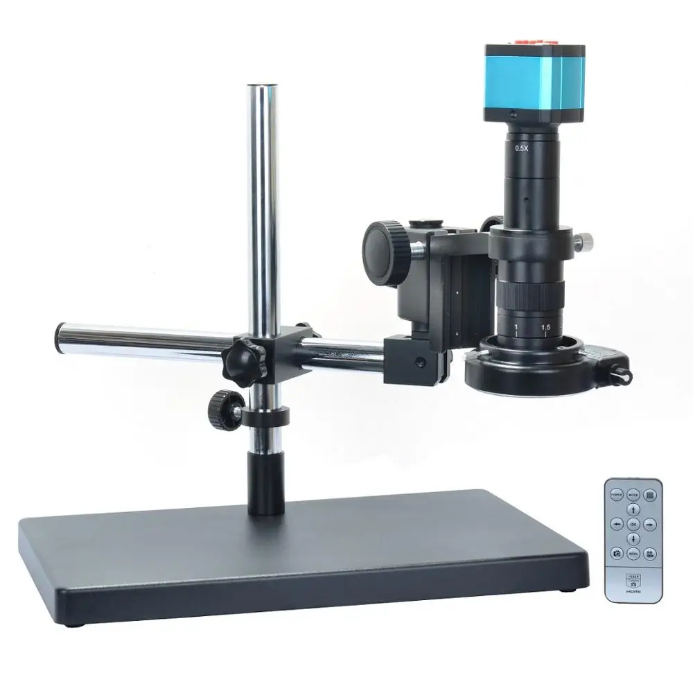 14MP HDMI-Compatible HD USB Digital Video Microscope Camera Set Big Boom Stand Universal bracket 180X C-MOUNT Lens 144 LED Light