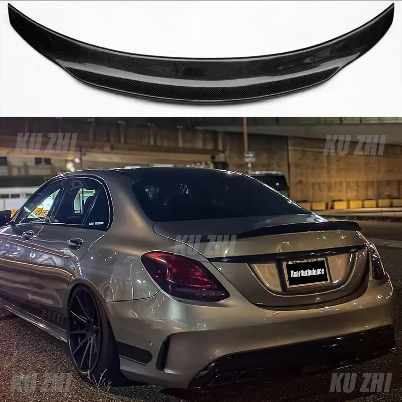 

Для Mercedes Benz W205 C63 2015-2020 модифицированная крышка багажного отделения PSM задний спойлер из углеродного волокна глянцевый черный спойлер