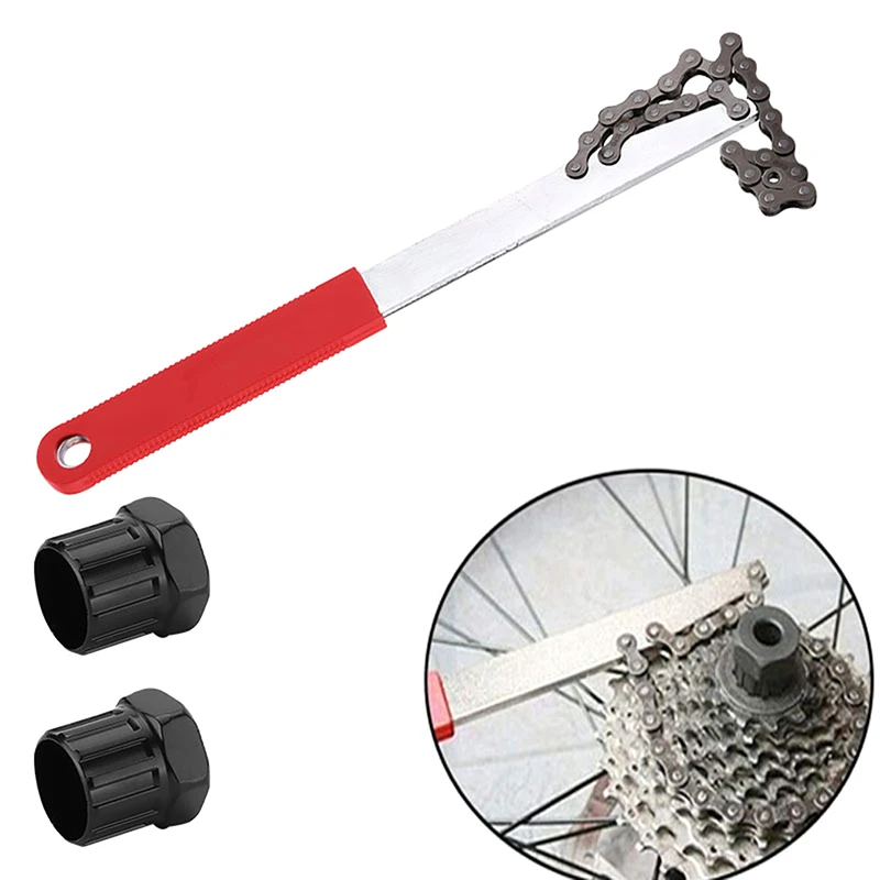 Bicycle Freewheels Cassette Removal Tool With Chain Whip Non-slip Long Handle MTB Road Bike Sprocket Remover