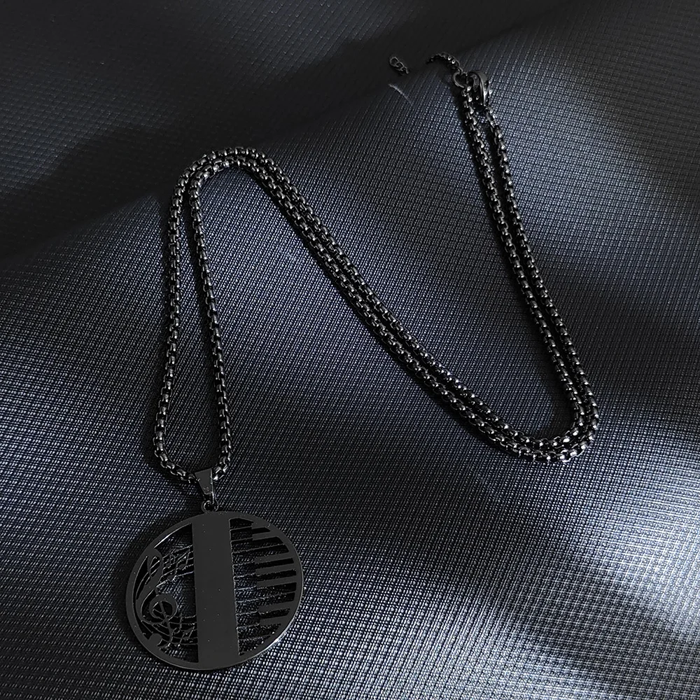 Cheap electroplated stainless steel piano note pendant necklace, Thanksgiving, Christmas, and New Year gifts