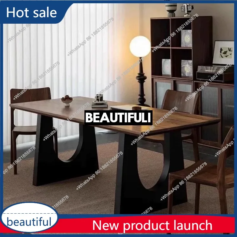 

A55 Nordic Retro Solid Wood Dining Table Italian Minimalist Long Wabi-Sabi Style Conference Table