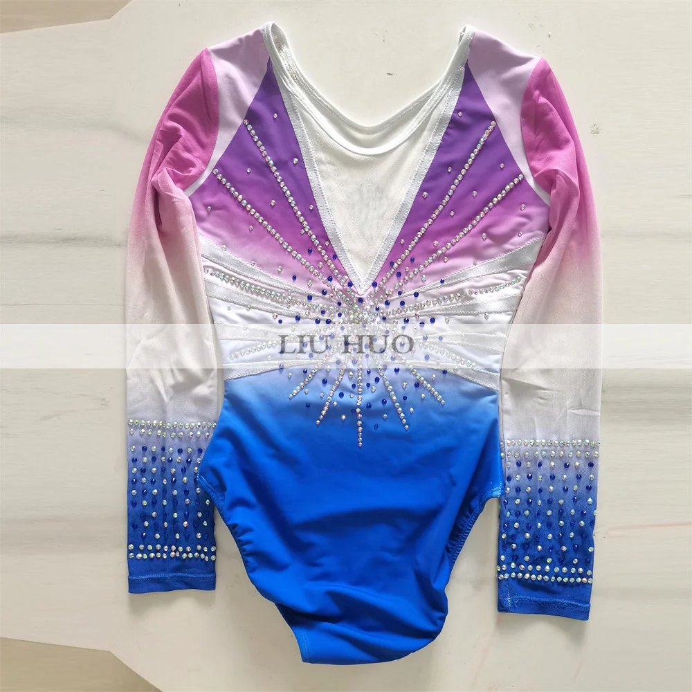 LIUHUO-leotardo de gimnasia rítmica para mujer y Niña adulta, traje de gimnasia aeróbica, vestido de baile de competición, acrobacias Multicolor