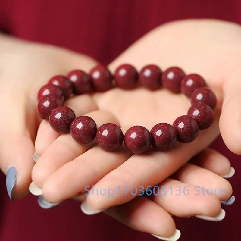 

Classic Cinnabar Bracelet for Men and Women High Content Cinnabar Bracelet Natural Raw Ore Cinnabar Buddhist prayer beads