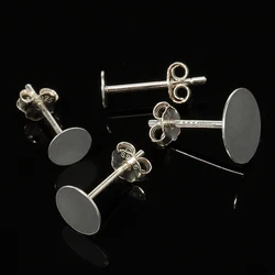 20 piezas de pendientes de plata de ley 925 en blanco con Base redonda de 3mm-8mm de oreja de cabujón para hacer joyas accesorios de bricolaje