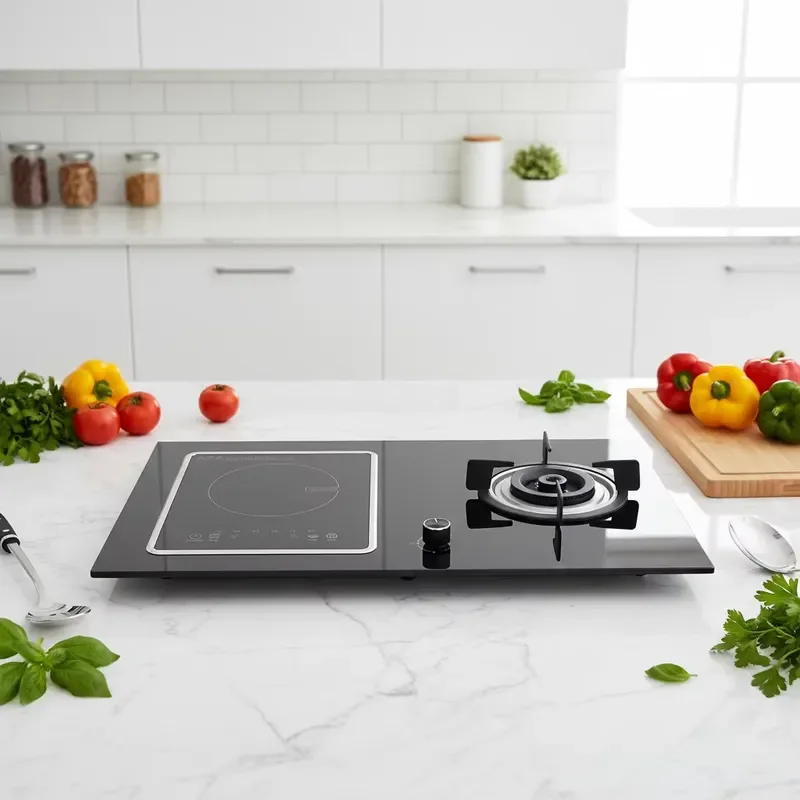 Black Tempered Glass Induction Cooker Gas Embedded Desktop Combination Two In One High Efficiency Energy Saving Kitchen