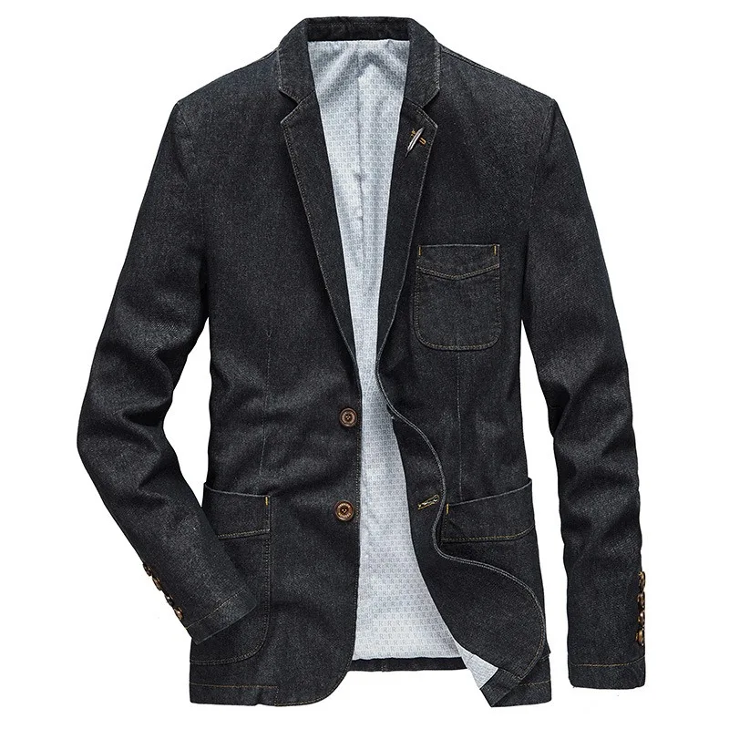 Casual Denim Blazer Men Fashion Cotton Vintage Suit Jacket 4XL Male New Blue Jeans Coat Denim Jacket Mens Slim Fat Jeans Blazers