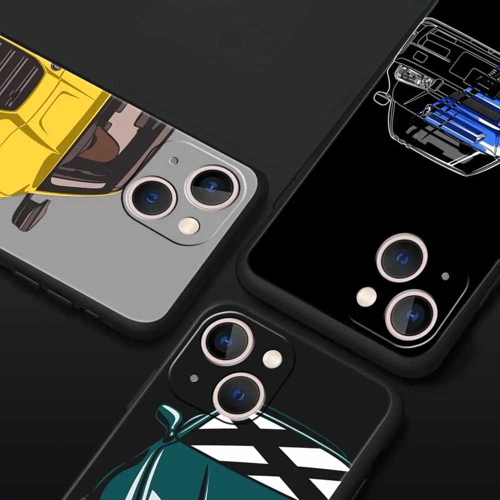 Luxury Phone Case For Apple iPhone 11 15 14 Pro MAX 12 13 7 8 Plus X XR XS MAX SE Black Cover Funda JDM Type R Civic Sport Car