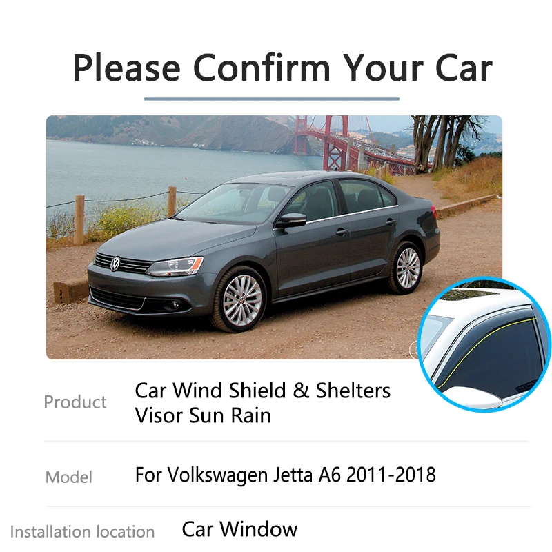 For VW Volkswagen Jetta A6 Vento Typ 1B 2011~2018 Car Deflectors Awning Guards Cover Trim Window Visors Windshield Accessories