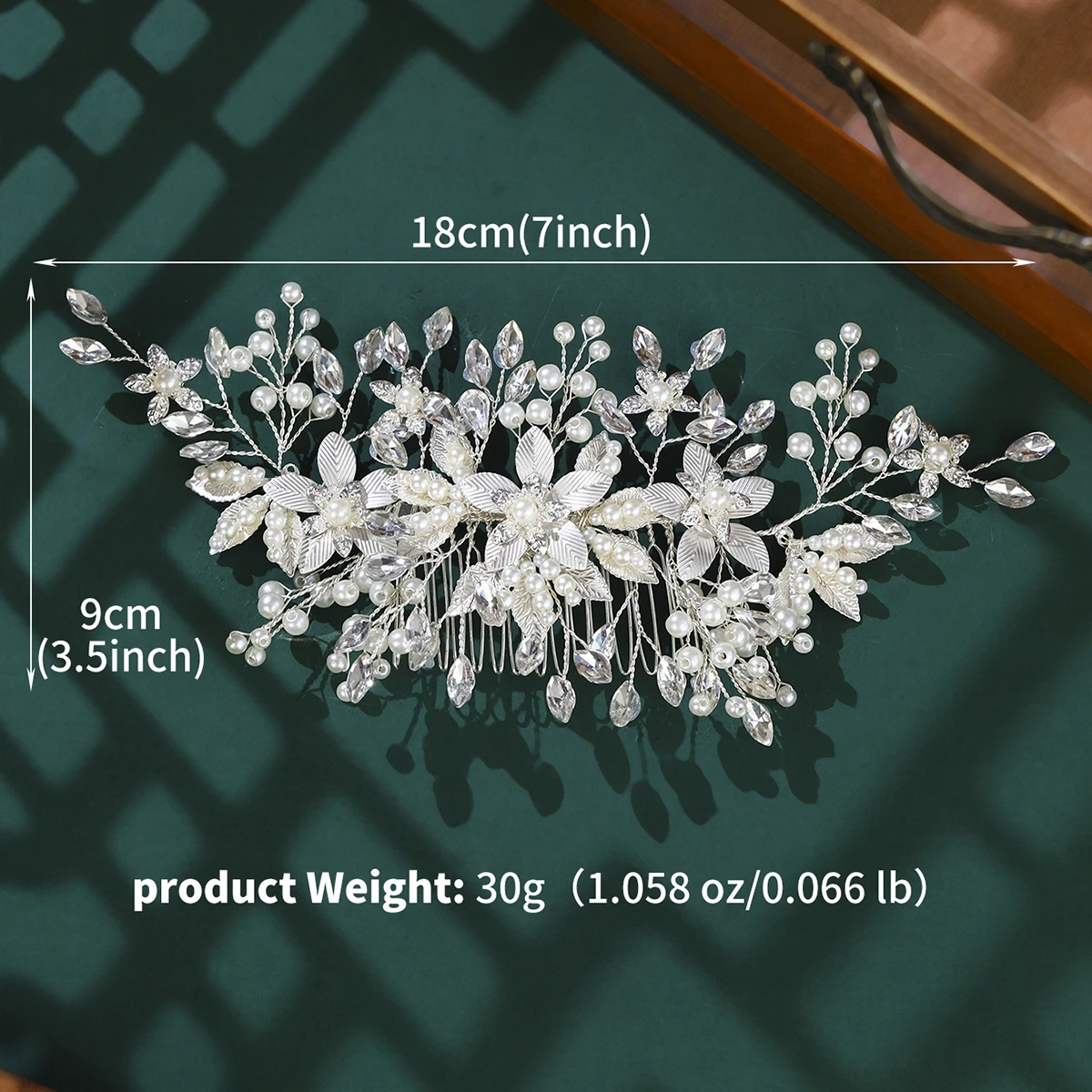 Gold Leaf White Soft Ceramic Metal Hair Comb Classic Flower Bridal Pearl Insert Comb Side Clip Wedding Hair Accessories Headdres image 6