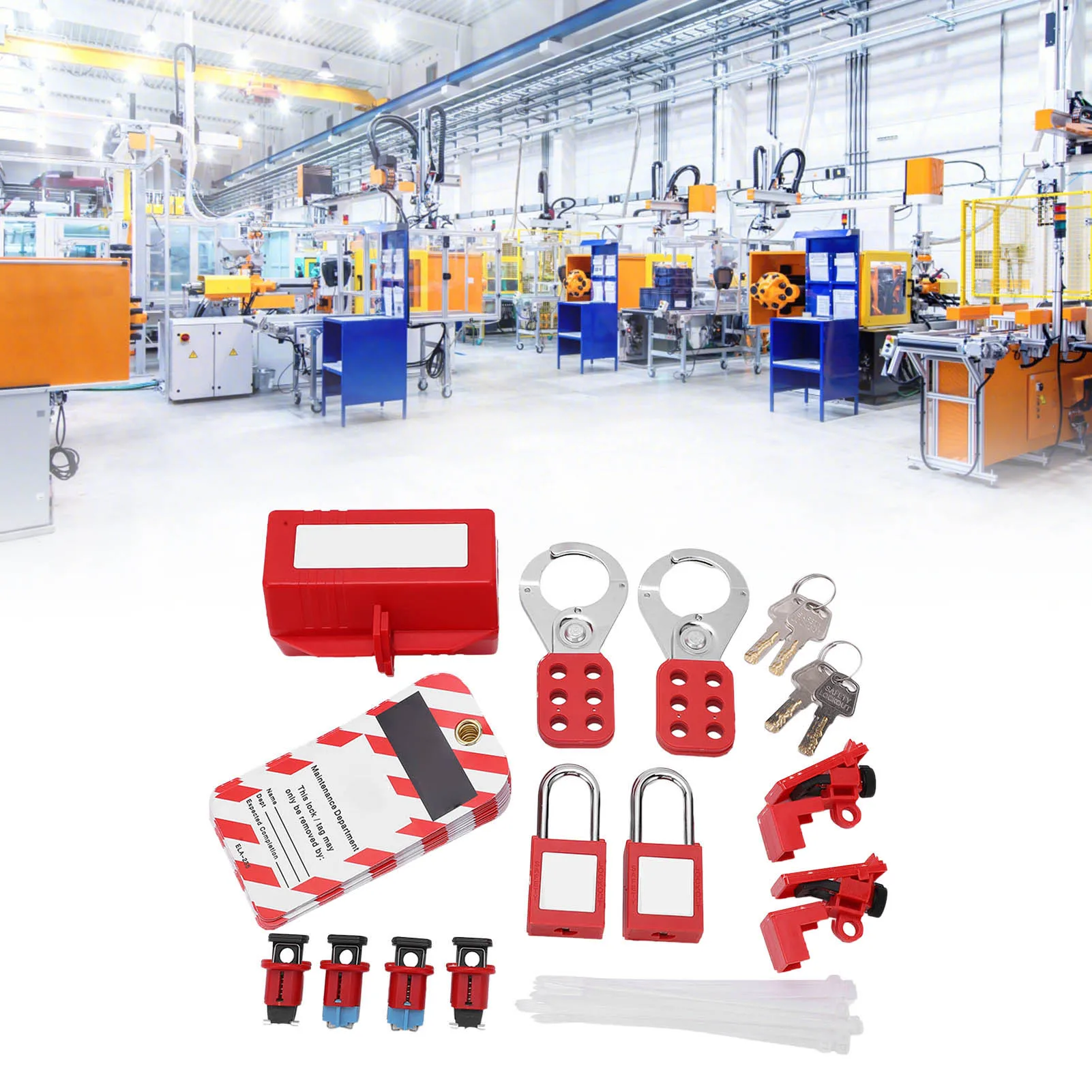 Electrical Circuit Breaker Lockout Tagout Kit Safty Padlock Loto Tags Hasps Set for Industrial Chemical