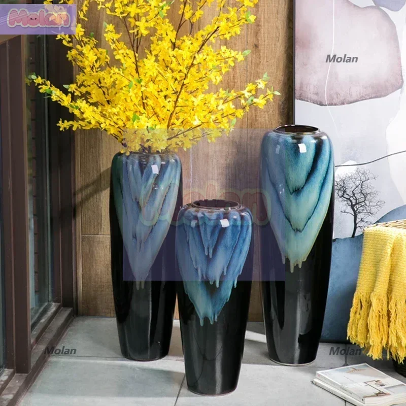 

Китайские керамические вазы для художественной выставки, большие напольные украшения, ваза для цветов, креативная уникальная бытовая ваза для отеля