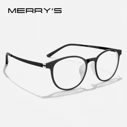 MERRYS DESIGN Retro Oval Glasses Frame For Men Women Pure Titanium Ultra-Light And Comfortable TR90 Optics Eyeglasses S2291