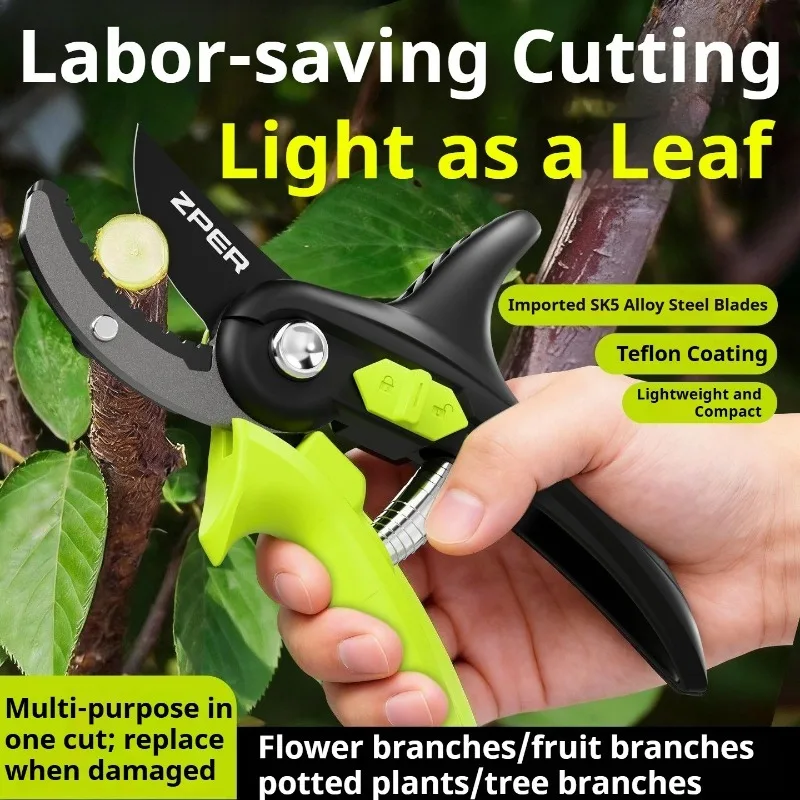 Labor-Saving Bypass Pruning Shears Non-Slip Handle Durable Sharp Garden Pruner Tree Bush Flower Trimming Plant Cutting Tool