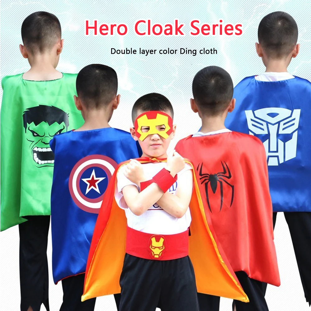 

Halloween Superhero Capes for Kids 3-10 Year Anime Cosplay Cloak Mask Boys Cartoon Dress Up Costume Supplies Christmas Gifts