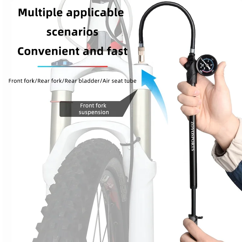 Bicycle Air Shocks Pump With Gauge High Pressure 300PSI Max MTB Bike Shock Pump for Fork & Rear Suspension Portable Hand Pump