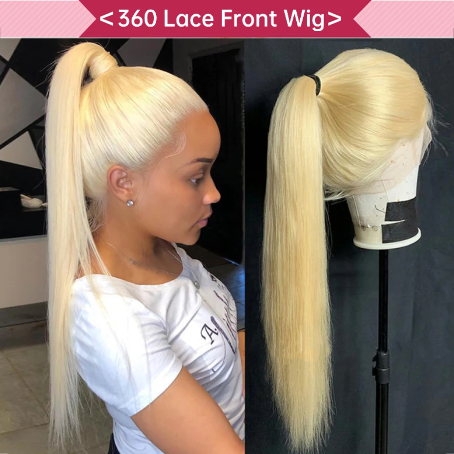 Blonde 613 13x4 13x6 Lace Front Wig Human Hair Bone Straight Blonde Lace Frontal Wigs For Women 220% Density Natural Hairline With Baby Hair 360 High Ponytail Wigs