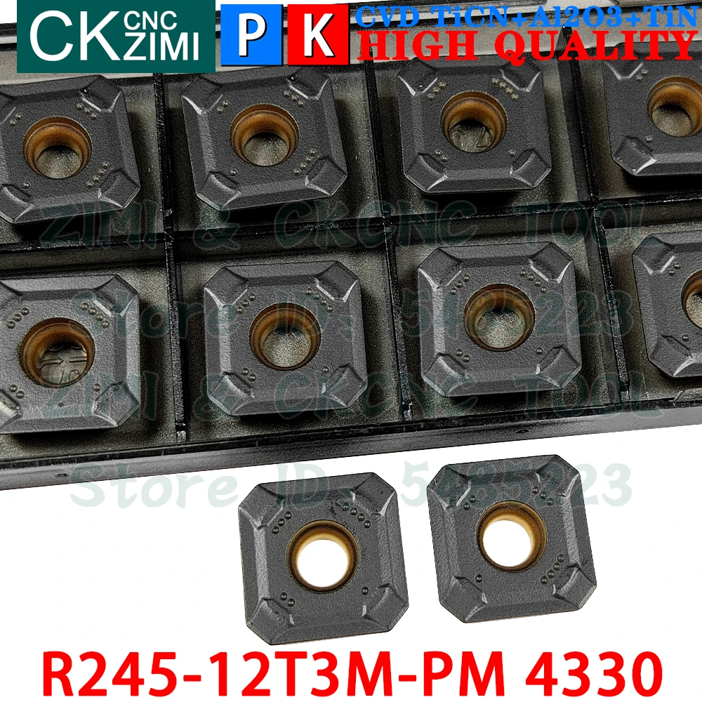 10 buah R245-12T3M-PM 4330 R245 12T3M PM 4330 Sisipan Karbida Alat Sisipan Penggilingan Mesin penggilingan logam CNC Alat Sisipan Penggilingan Wajah yang Dapat Diindeks