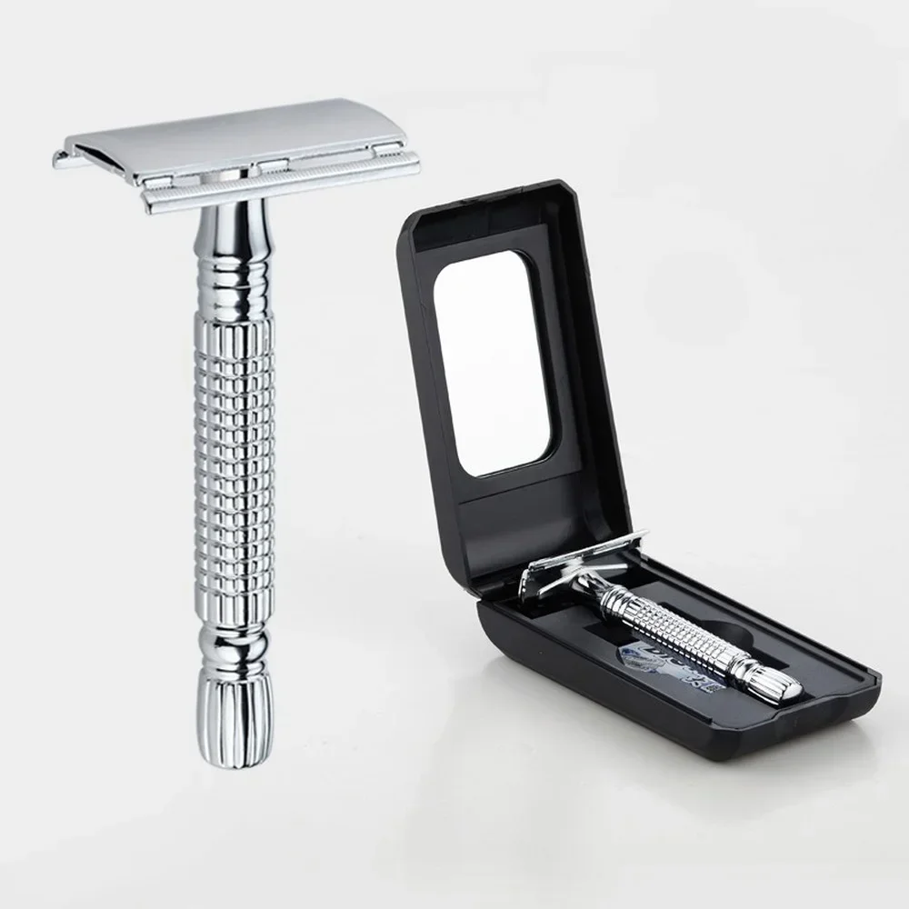 Old-fashioned Ebony Straight Handle Razor Barber Scraper Men's Razor Hair Salon Household Manual Razor with Replaceable Blades