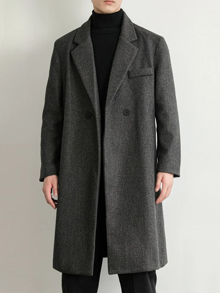 

PaulFrank Men's Woolen Coat Large Mouth Monkey Casual Loose Mid-Length Windbreaker Outerwear Autumn New Sle Polyester Fabric