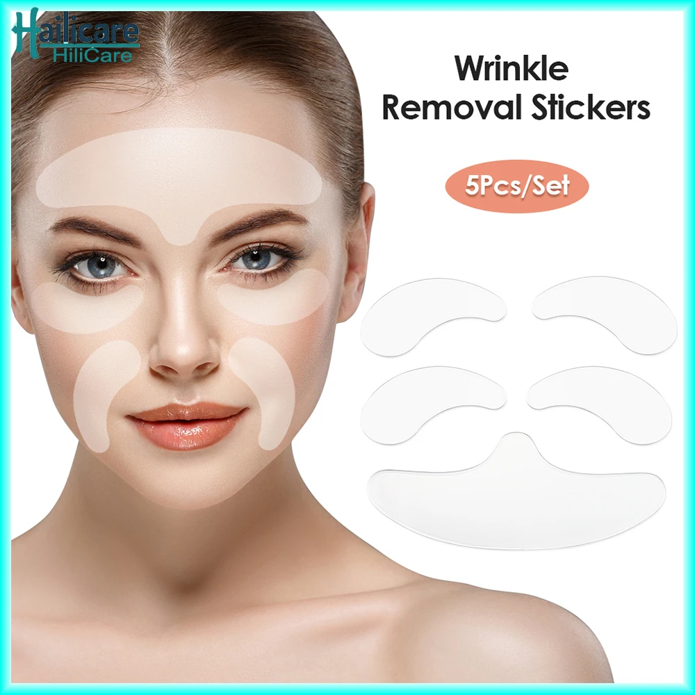 5 ชิ้นซิลิโคนกําจัดริ้วรอยสติกเกอร์ Anti - wrinkle Face หน้าผากสติกเกอร์ Face Lifting Care Patch Anti Aging Beauty เกินไป