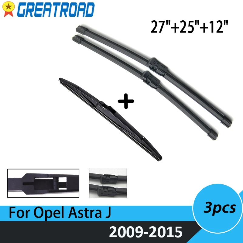 Wiper Front & Rear Wiper Blades Set For Opel Astra J 2015 2014 2011 2010 2009 Windshield Windscreen Window 27\