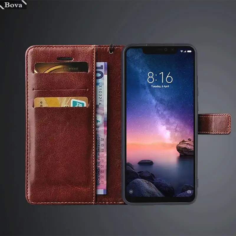 Card Holder Cover Case for Xiaomi Redmi Note 6 Pro Pu Leather Flip Cover Retro Wallet Phone Case Business Fundas Coque