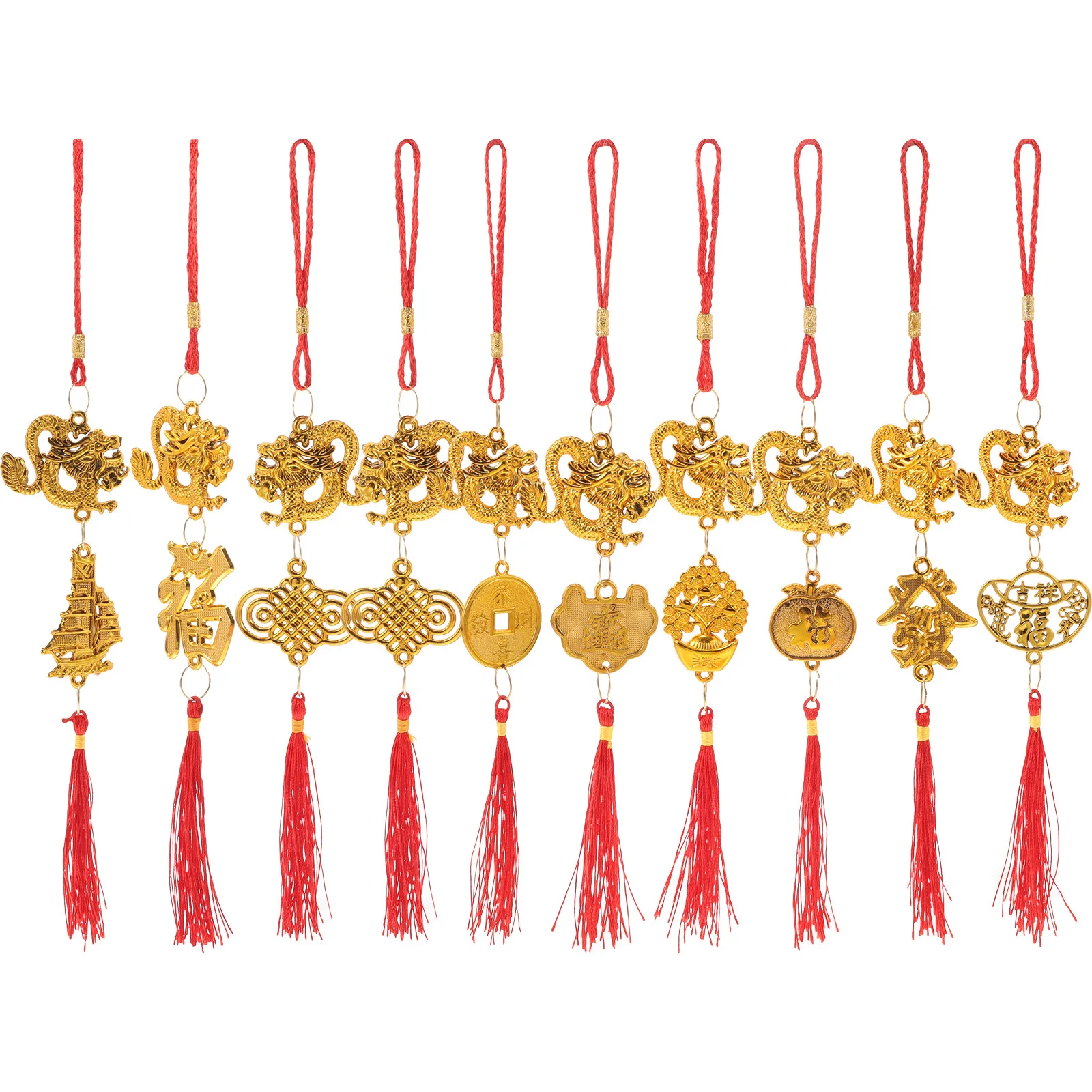 10 шт. украшения на 2024 год: китайские новогодние бонсаи для дома, окон и дверей