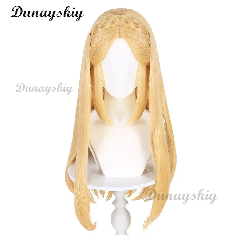 زيلدا شعر مستعار الأميرة شعر مستعار تأثيري 35 سنتيمتر/72 سنتيمتر الذهبي الأصفر جديلة تأثيري أنيمي الشعر مقاومة للحرارة بيروكات صناعية #5