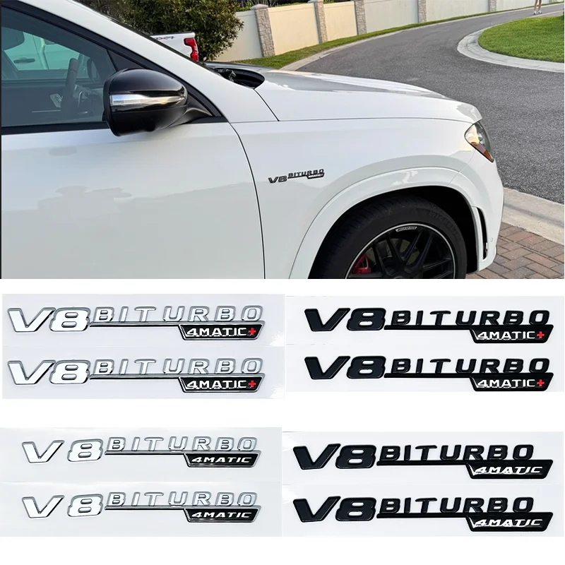Car Fender Side Emblem V8 Biturbo 4matic Logo For Mercedes C63S W205 E63S W213 S63 W222 GLC63S X253 GLE63S W167 AMG Accessories