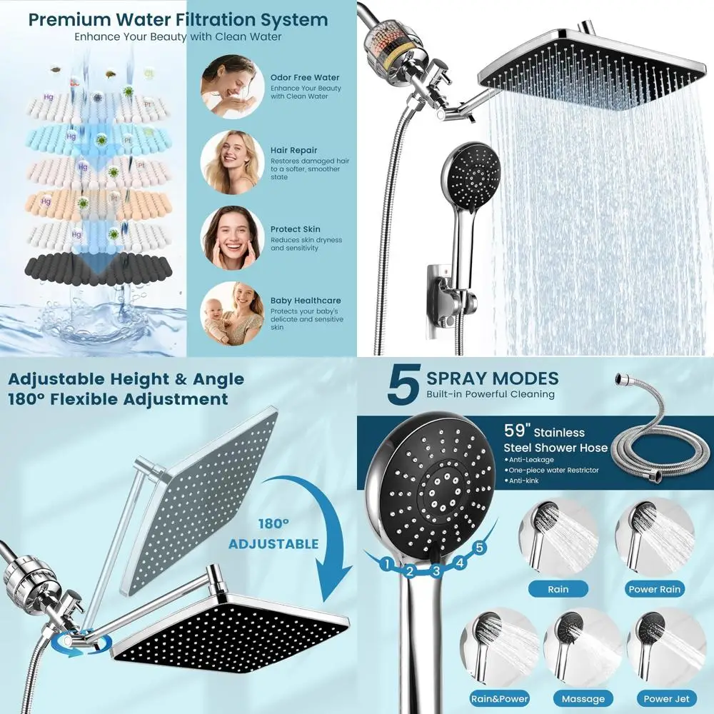 

Enhanced Dual-Function Shower System with High-Pressure Rainfall and Handheld Modes in Chrome