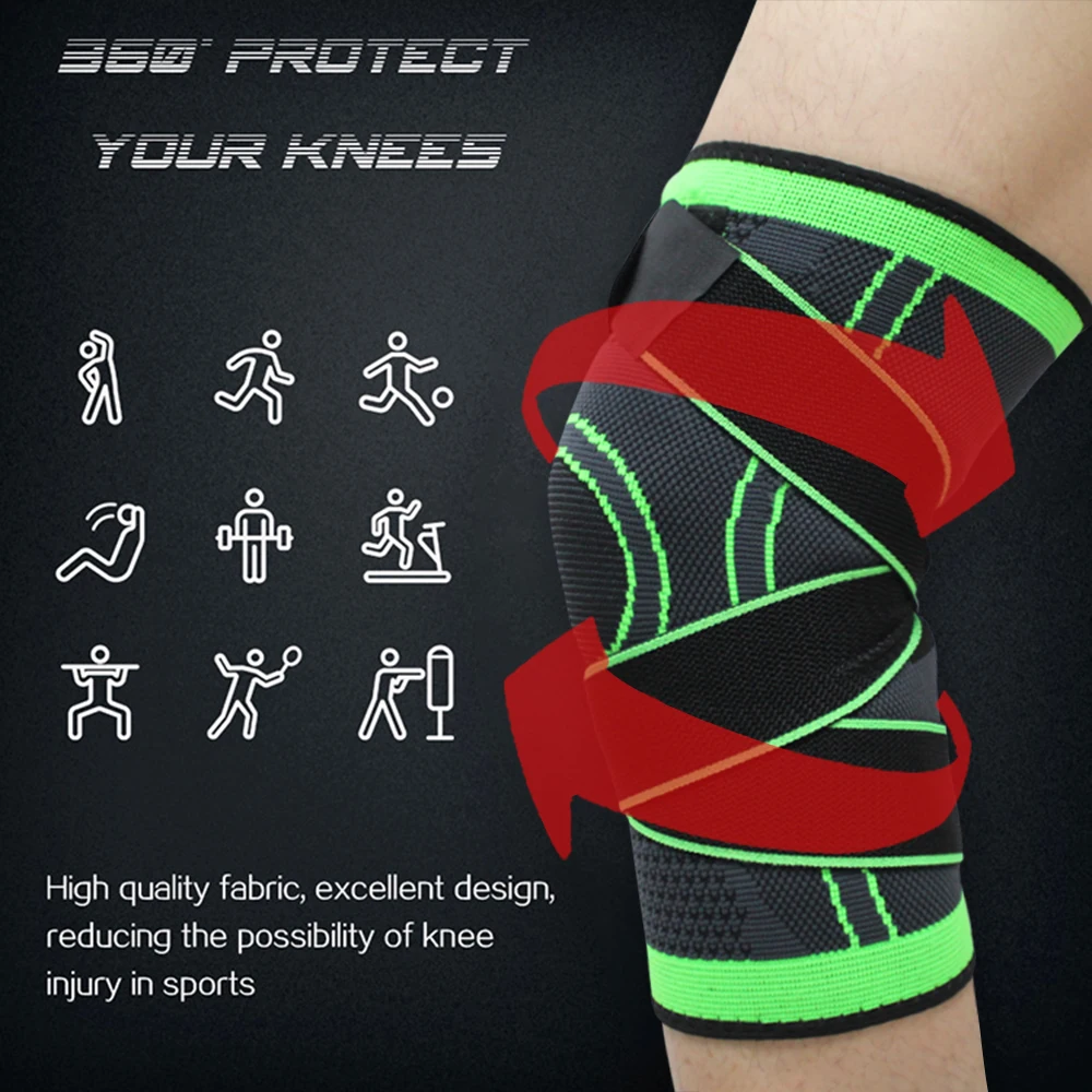 1PC Sport Fitness Knie Pads Männer Druck Elastische Kneepad Unterstützung Verband Fitness Getriebe Basketball Volleyball Klammer Beschützer