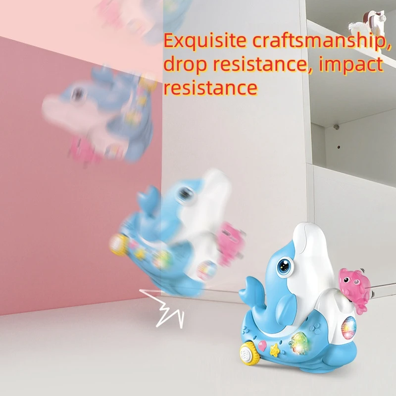 دولفين كهربائي ثلاثي الأبعاد خفيف بارد للأطفال ، وظيفة كرة نفخ الارتفاع ، توجيه تلقائي للتصادم ، هدية عيد ميلاد للأولاد والبنات