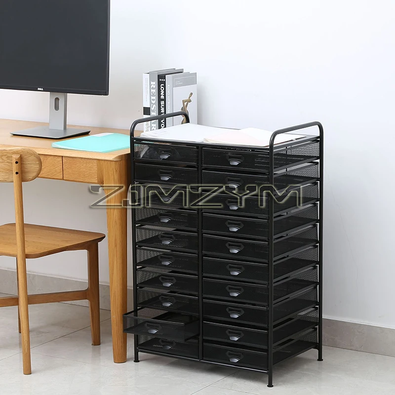 Metal Drawer File Cabinet Double-Row 10-Story Office File Rack , Office Jewelry Storage Box, Documents Sorting Box