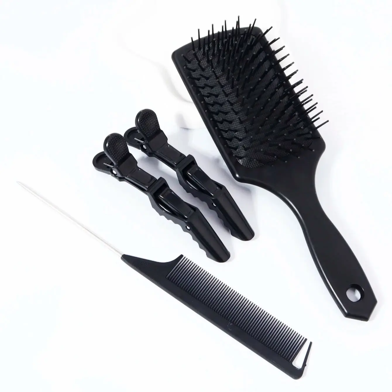 4pcs hair brush with hair clip set, scalp massage hair brush, pointed tail hair comb, hair clip, suitable for all hair types