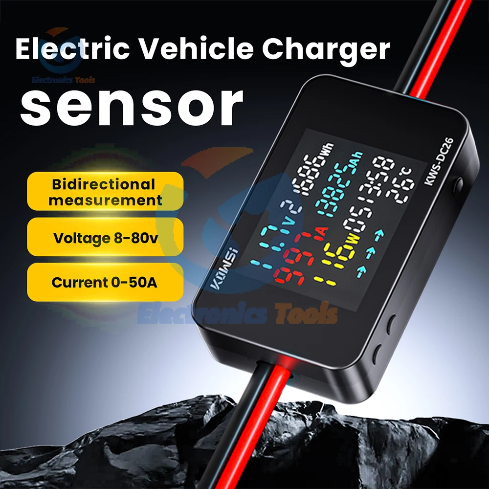 Digital Voltmeter Ammeter KWS-DC26 Power Energy Meter Battery Charger Tester Color Screen Battery Monitor 20A/25A/35A/50A