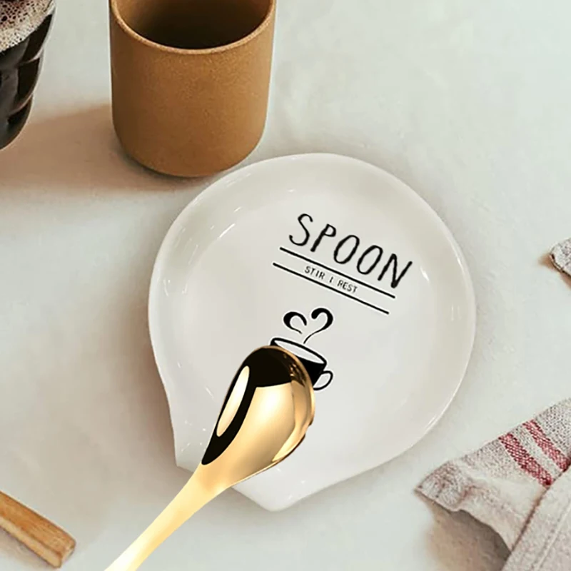 Multipurpose Ceramic Spoon Rest Pad White Spoon Holder Kitchen Utensils Tableware Spoon Holder