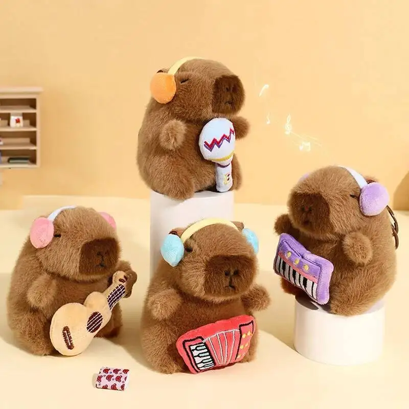 

Kawaii Plush Capybara Keychain Pendant Music Band Cartoon Capybara Plush Toy Capybara Plush Doll for Backpacks Accessory Getaway