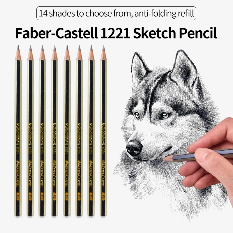 Faber Castell-Juego de lápices de madera para dibujo profesional, lápices de bocetos para escritura, arte, pintura, papelería, 1221, 10 unidades