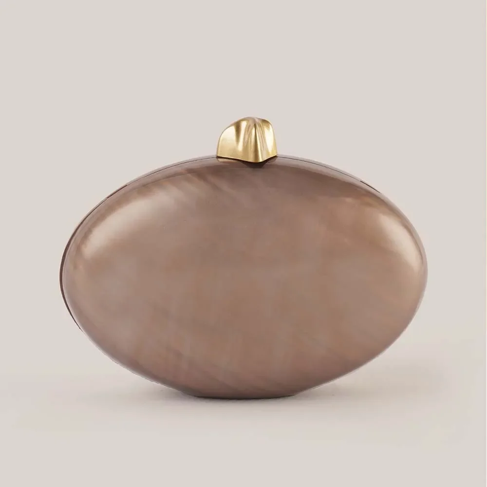 New Beige Semi-Round Acrylic Dinner Bag, Clutch Bag, One Shoulder Oblique Span Wedding Fashion Women's Bag