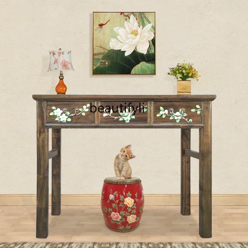 

SS new styleAntique entrance table Modern simple calligraphy table Entrance table Solid wood frame painted for Taiwanss 7486 ss