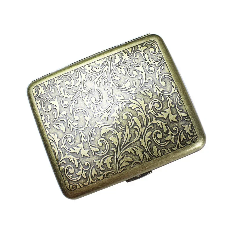 Vintage Metal Cigarette Case Box Portable 20 Cigarettes Case Holder Retro Smoke Tool Pocket Smoking Accessories Men Gifts