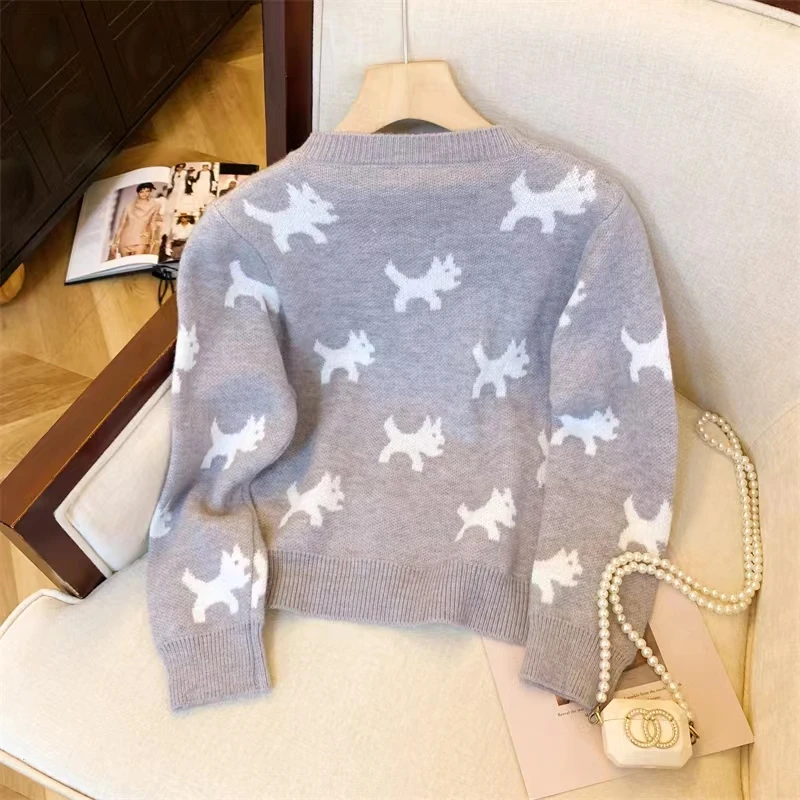 Autumn and Winter Puppy Ribbon Sweater Jacket Female Fufu Lazy Style Small Man Knitted Cardigan