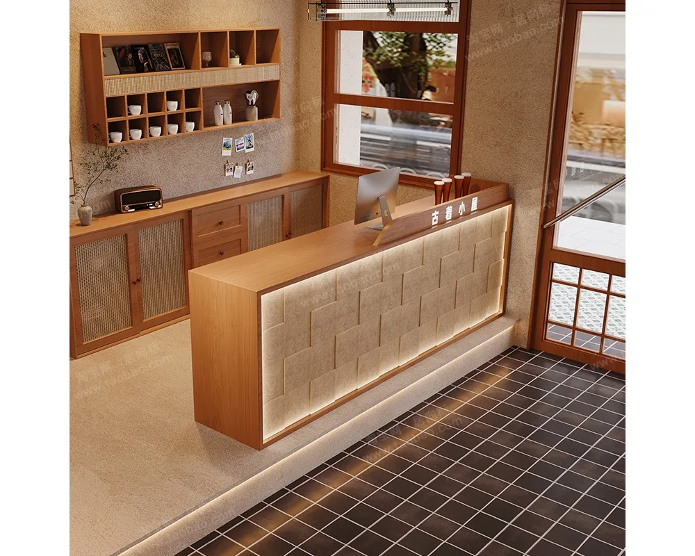 Milk tea shop restaurant bar table checkout page B & B hotel clothing hairdressing company store reception cabinet