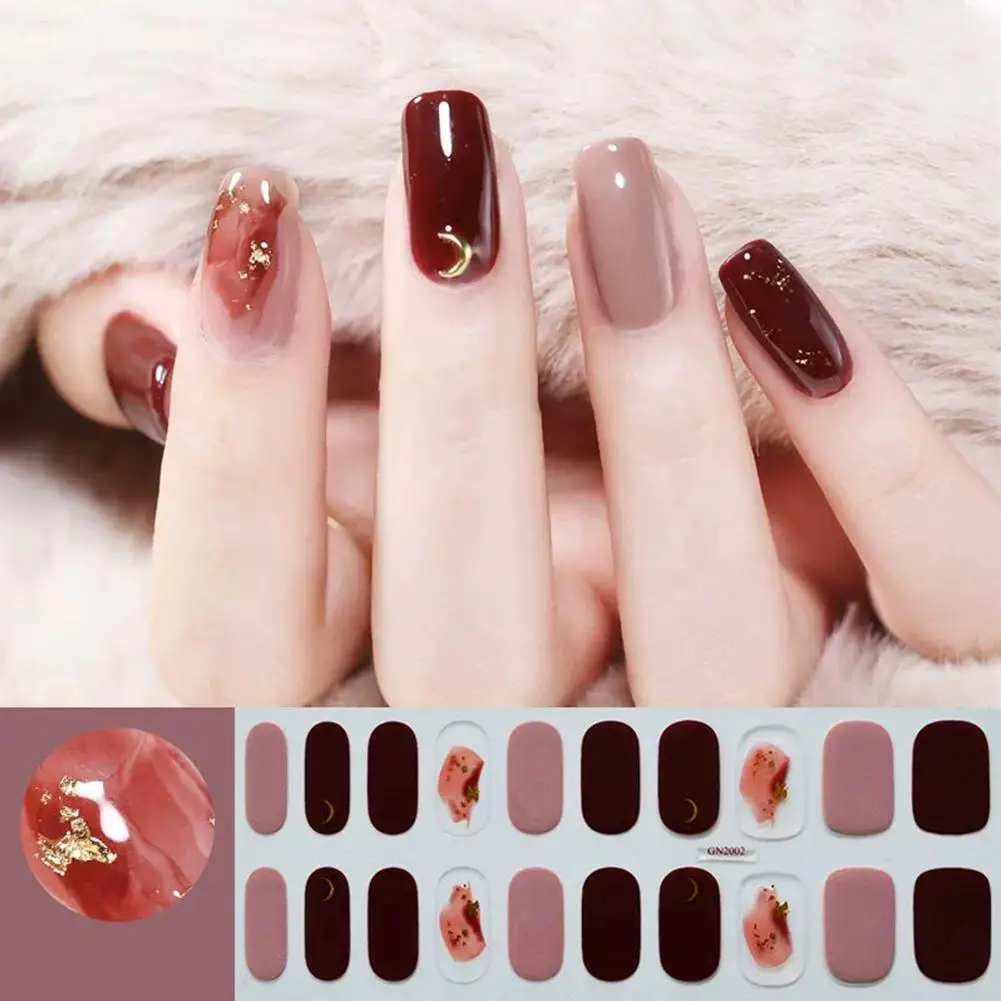

Semi-Cured Gel Nail Sticker Pure Color Uv/Led Lamp Nail Cover Full Gel Long-Lasting Gel Nail Polish Decor Sticker Wraps F6S8