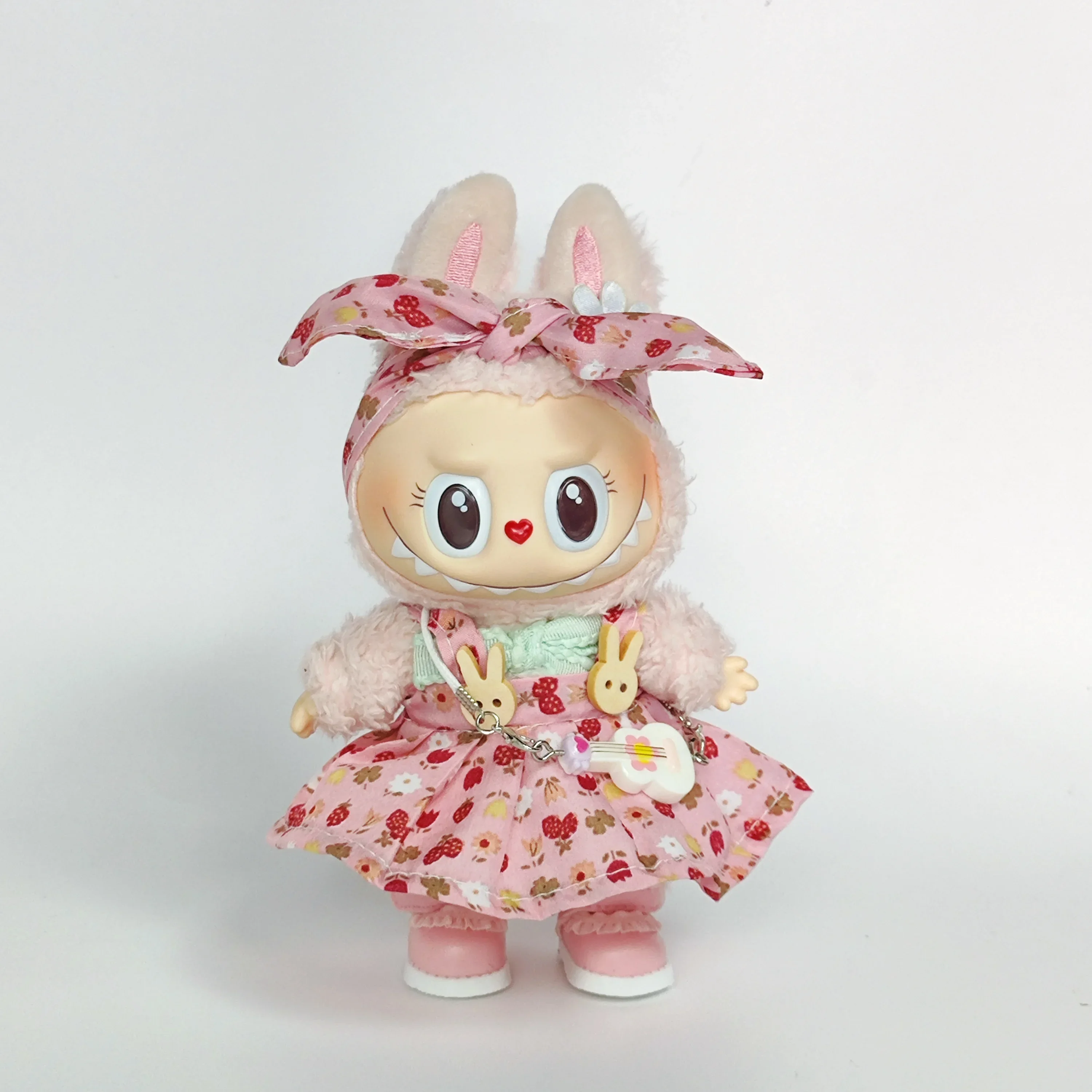 ملابس لسلسلة مفاتيح ملابس لابوبو - ملابس دمى حفلات الجلوس من لابوبو فستان زهري جميل