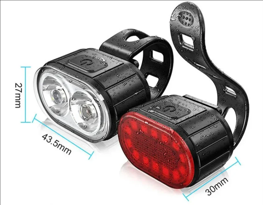 Bike Lights Front Rear Cycling Lighting USB Rechargeable Bicycle Flashlight Lamp Set Mountain Bike Headlight Taillight Bike Lamp