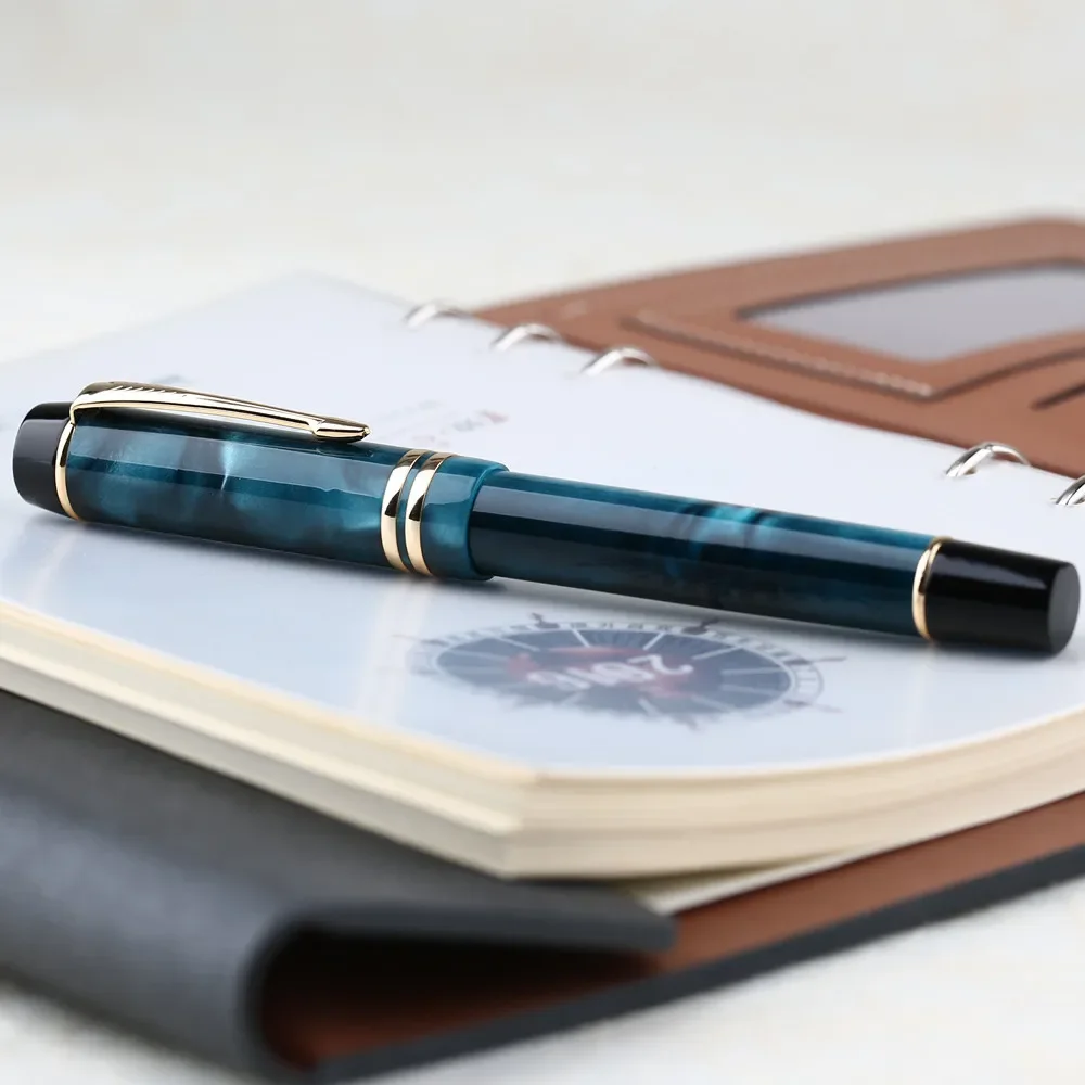 

MAJOHN M600S целлулоидная перьевая ручка с кристаллами льда, синяя перьевая ручка с наконечником F, премиум-класса, офисный бизнес, подарок для письма, чернильная ручка, канцелярские принадлежности