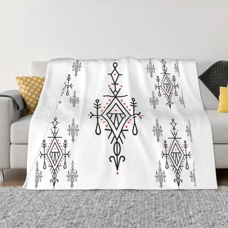 Z Imazighen coperta caldo pile morbido flanella tappeto Kabyle Amazigh coperte da tiro per divano letto viaggio autunno