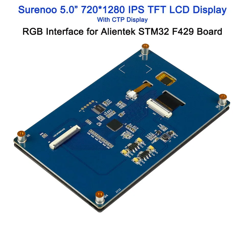 IPS LCD Module Display Monitor Screen com CTP Painel de Toque Capacitivo, Placa Alientek STM32, 5.0 ", 720x1280, TFT Paralelo